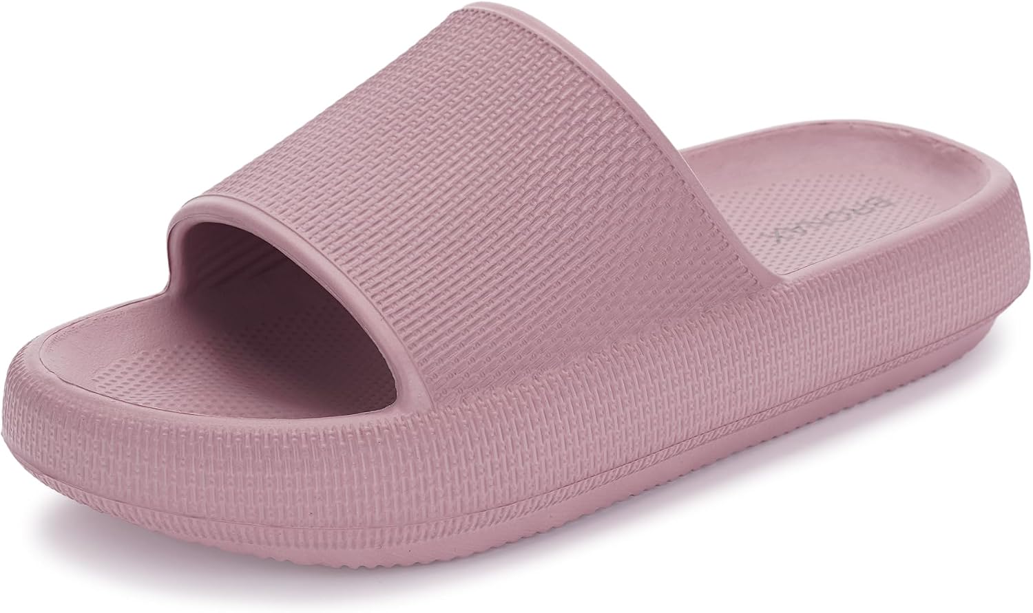 BRONAX Cushioned Thick Sole Pillow Slippers for Women and Men Y10 | Cloud-Like Soft Sole, Foot Pain Relief, EVA Platform Sole, Indoor Outdoor Slides, Waterproof Shower Ready, Quick-Drying Mauve Textured Slide Sandals
