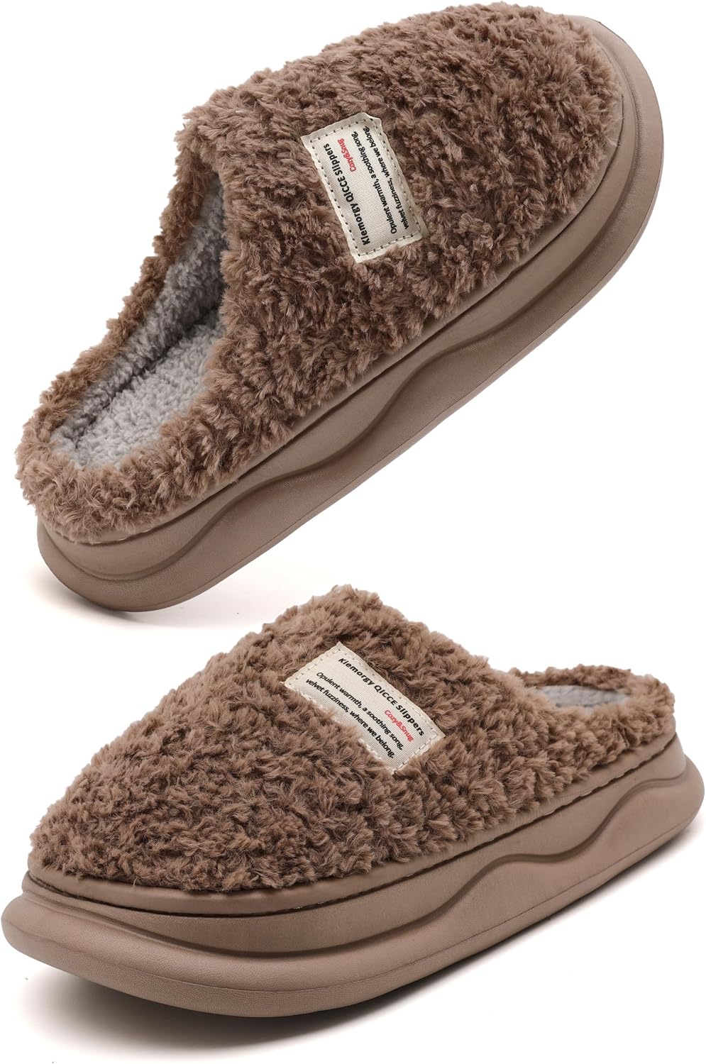 Kiemorgy QICCE Brown Plush Slippers
