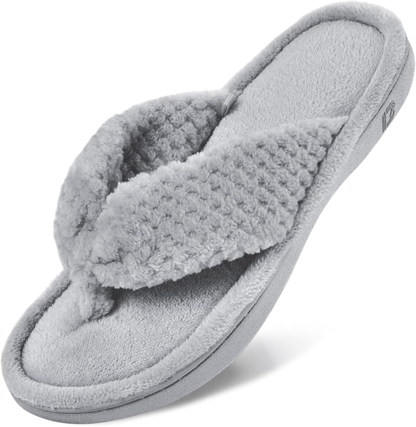 Grey Fuzzy Thong Slippers