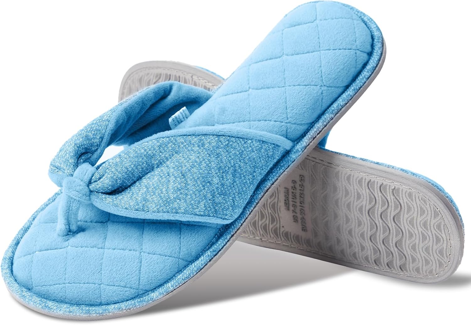 Sky Blue Quilted Thong Slippers