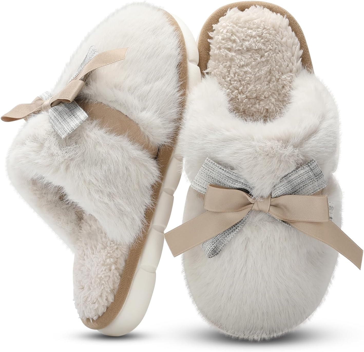 Cream Faux Fur Slippers