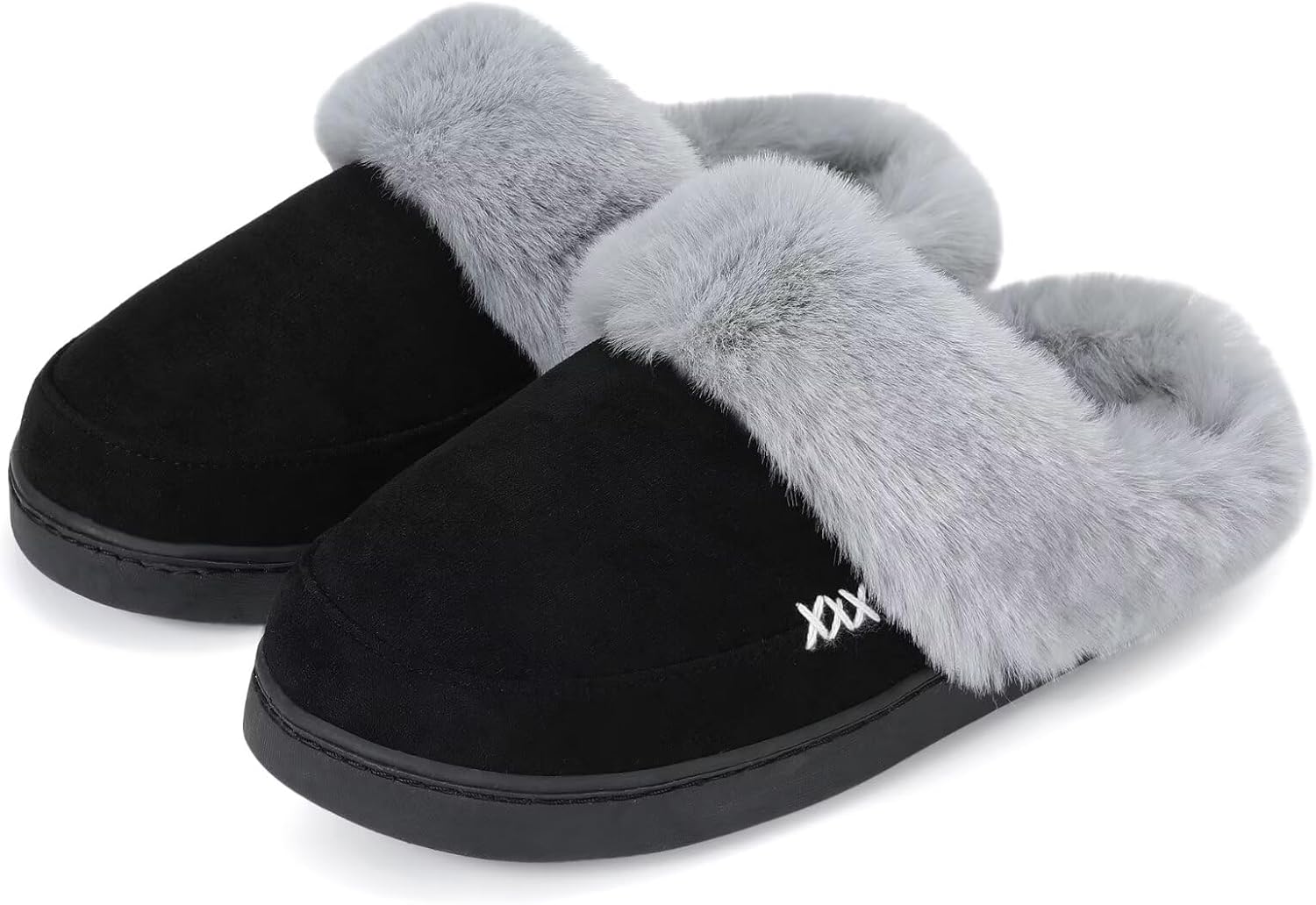 Black Faux Fur Slippers