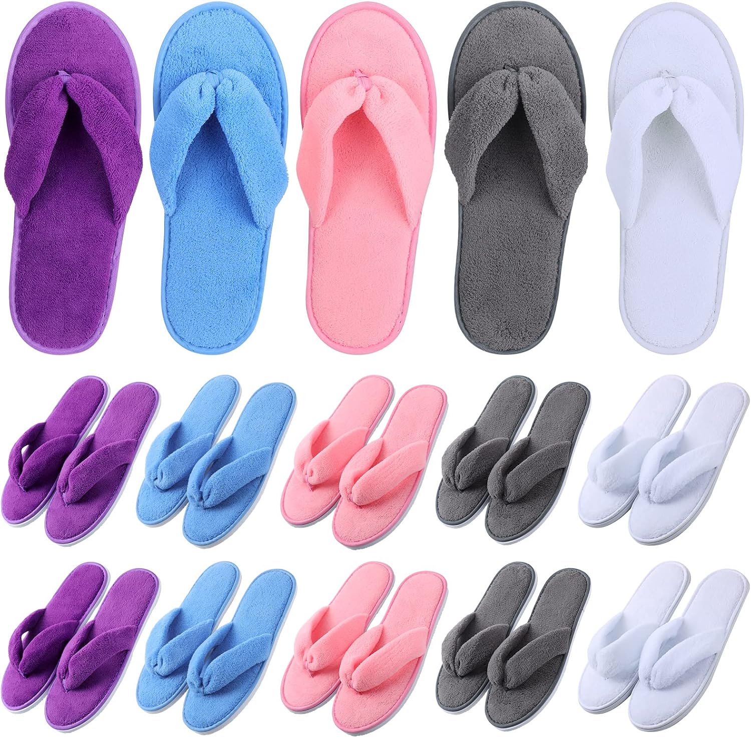 Multi-Color Plush Thong Slippers
