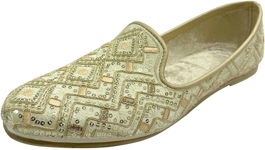 Cream Sequin Loafers