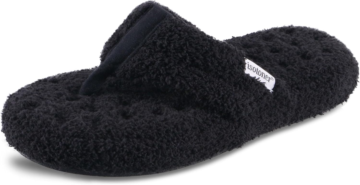 ISOTONER Black Microterry Slippers