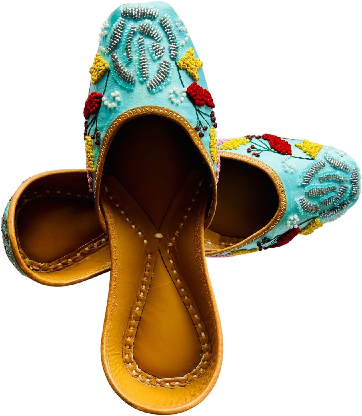 Aqua Blue Beaded Juttis