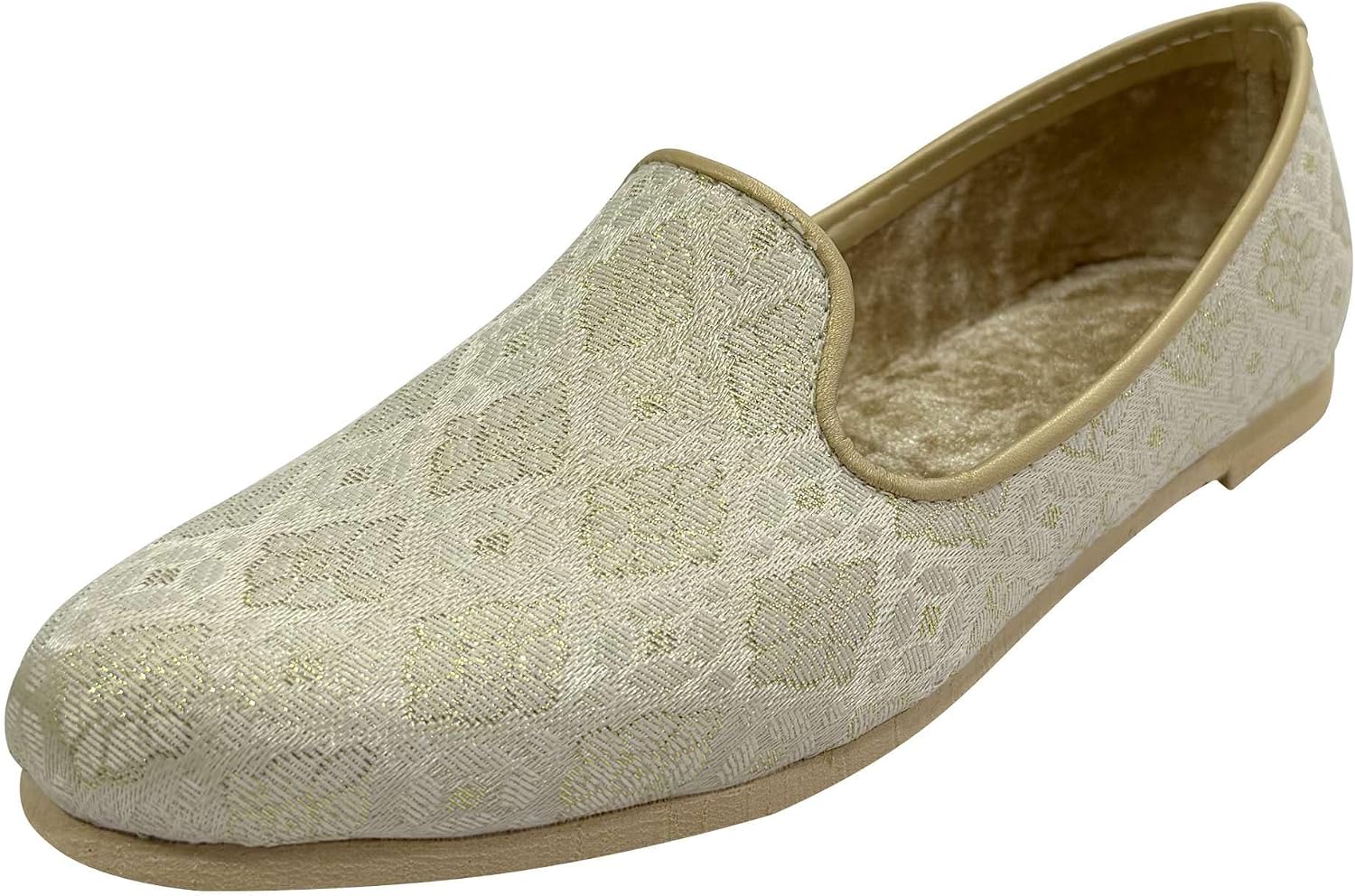 Cream Brocade Loafers