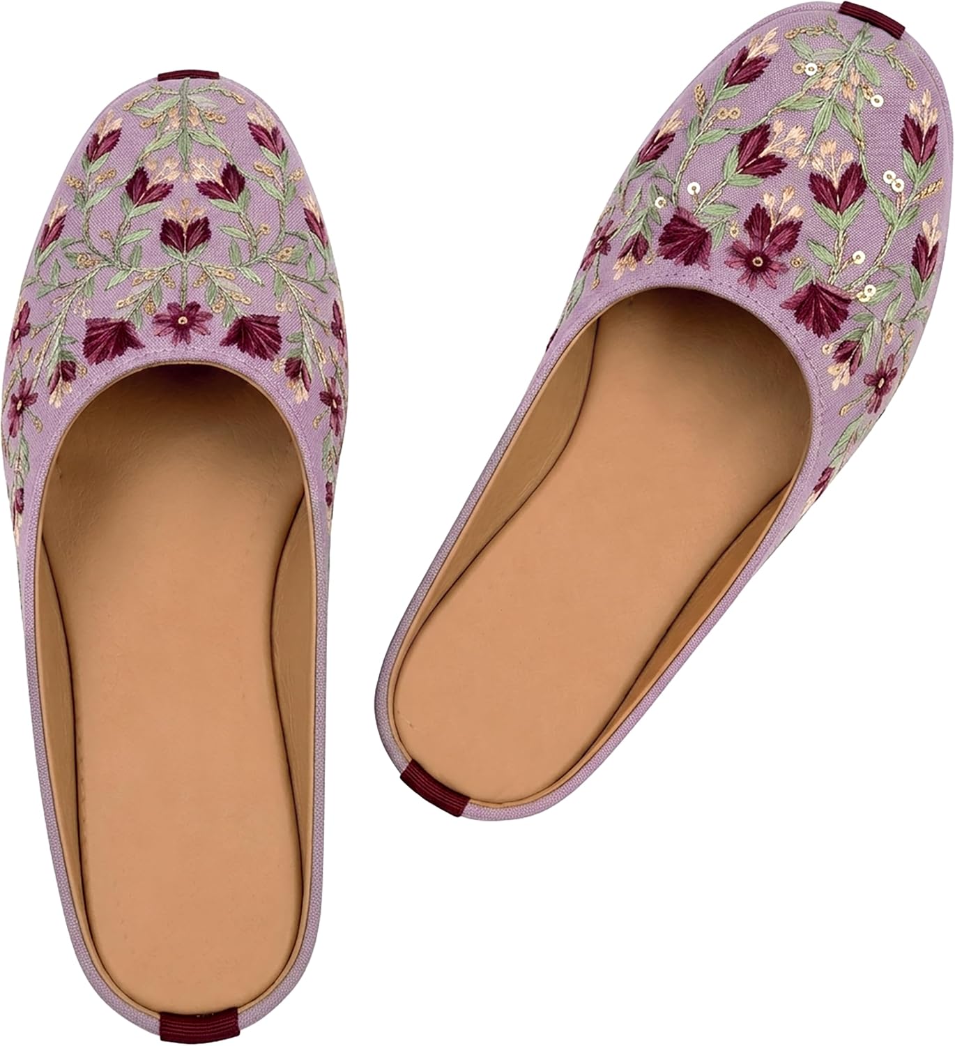 Chandrakala Bridal Mojaris for Women Embroidered Punjabi Jutti Slip-On Flats (WF158-P) Lavender Embroidered Juttis